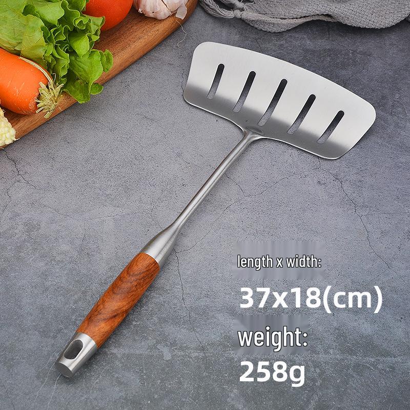 304 Edelstahl Palisander Küchenutensilien-Set: Wok-Schaufel, Anti-Verbrühungs-Hohlgriff Schlitzlöffel, Bratpfannenwender