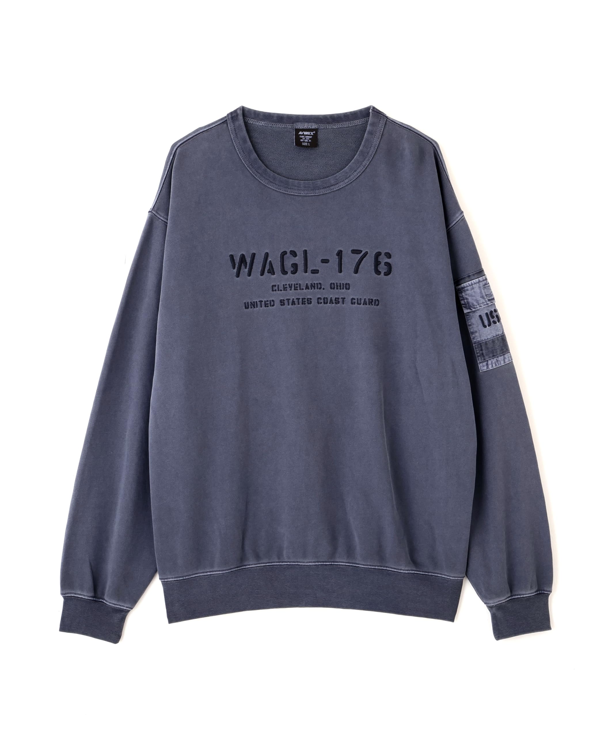 

AVIREX FADED MIL.POCKET CREWNECK SWEAT Men s 2XL 115 Blue Gray 783-6132001