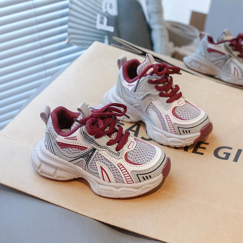 

Four Seasons Girls Single Shoes Children s Double Mesh Breathable Sneakers Classic Versatile Daddy Shoes Boys and Girls Non-Slip Running Shoes 26