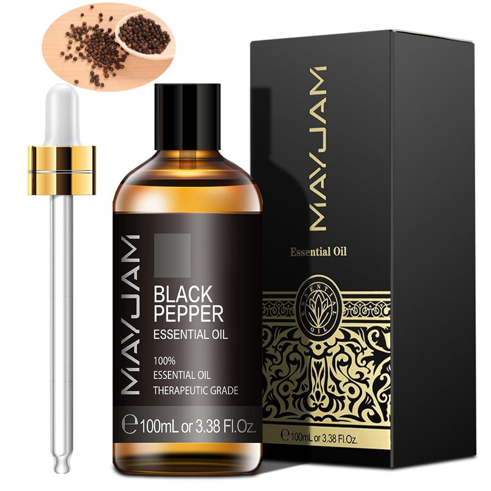 MAYJAM 100 ml ätherisches Öl aus schwarzem Pfeffer zur Linderung von Muskelschmerzen, Förderung der Verdauung, Stärkung des Immunsystems, Sterilisation, Massage, Yoga