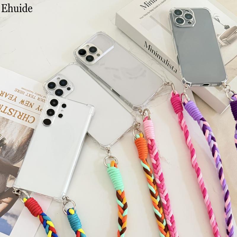 Braid Lanyard Case For Samsung Galaxy S26 Ultra S25 FE S22 S21 S20 S23 S24 Plus A17 Crossbody Cord Strap Soft TPU Clear Cover