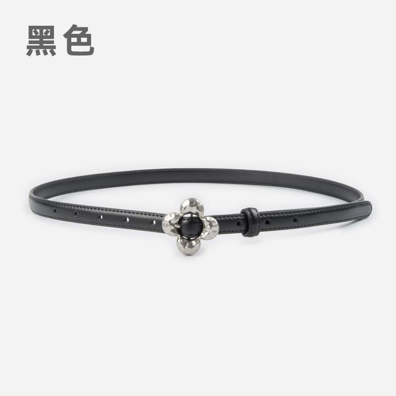 Flower Pin Buckle Leather Women'S Thin Belt Cowhide Women'S Jeans Casual Pants Women'S Belt