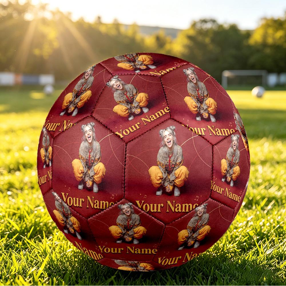 Billie Eilish Size 5 Football, Custom Name Text Personalized Soccer Ball Sport Training Gift