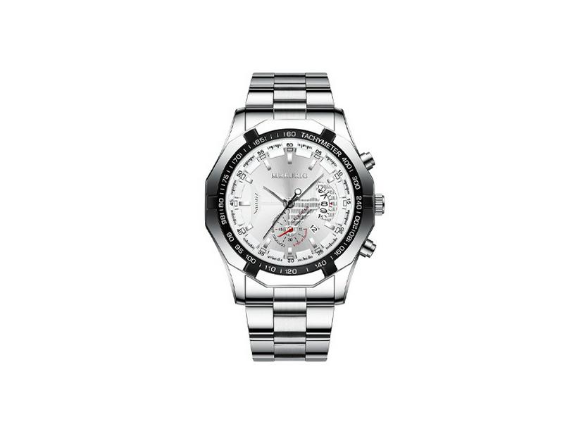 Large Dial Men's Watch with Creative Calendar and Steel Band, Non-Mechanical Oversized Design