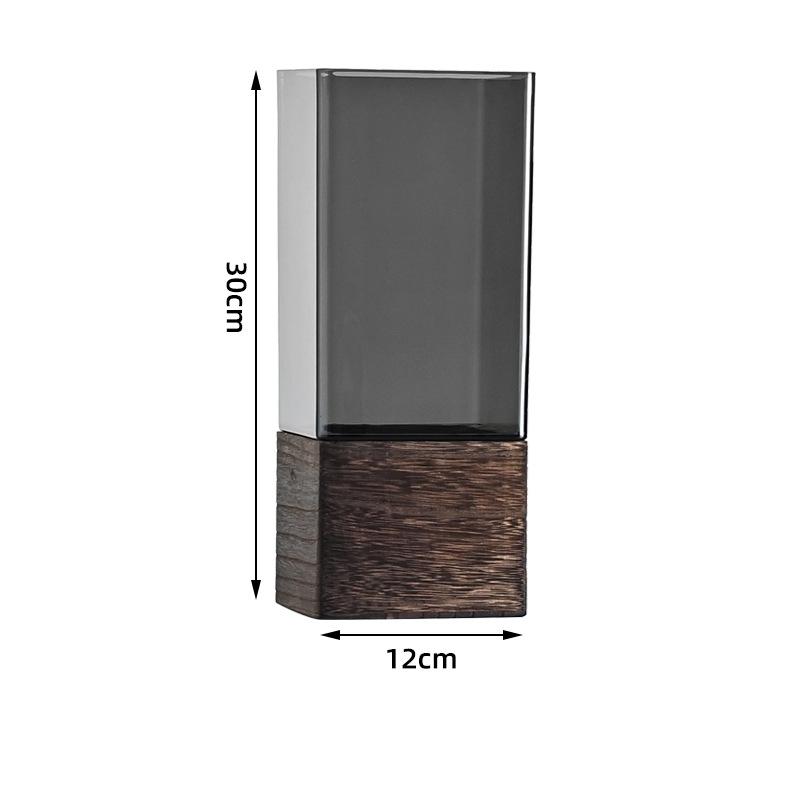 Elegant Nordic-Style Acrylic Vase with Wooden Base - Perfect for Living Room Decor & Floral Arrangements, Ideal Gift for