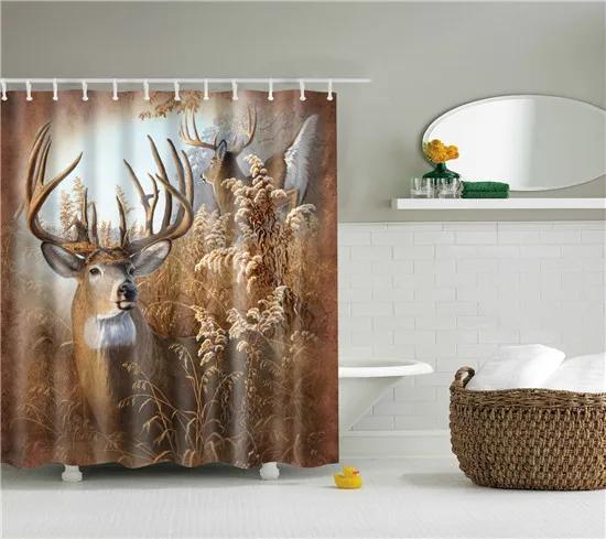 Elephant Octopus Owl Deer Horse Zebra Animals Printed Shower Curtains Bathroom Curtain With Hooks 180X180Cm