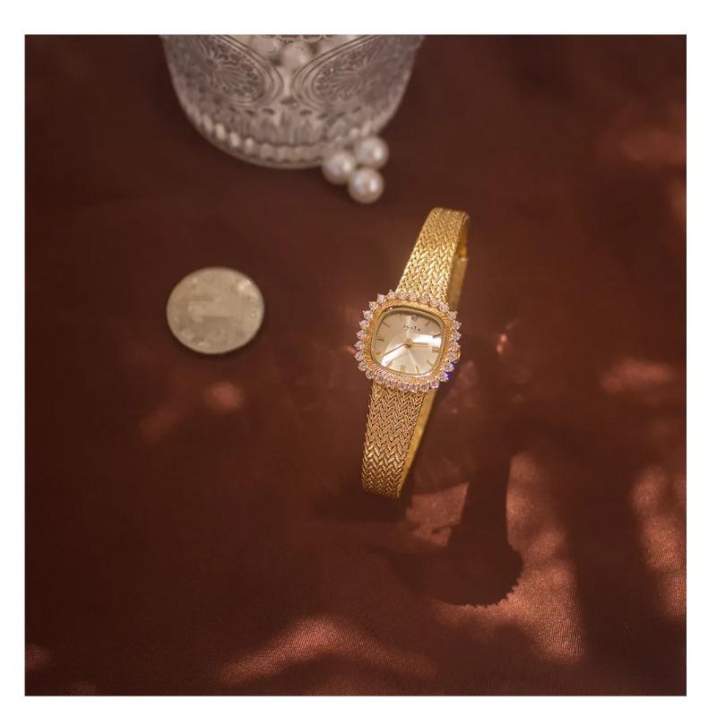 

Женские часы Diamond Luxury Elegant Crown Dial Gold Watch Gifts to Lovers Brass Band 24K gold plated High Quality quartz