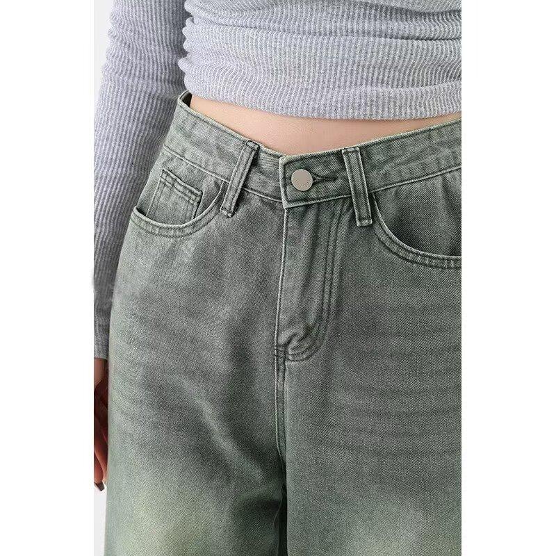 American Vintage raka jeans för damer Höst byxor med hög midja vid ben