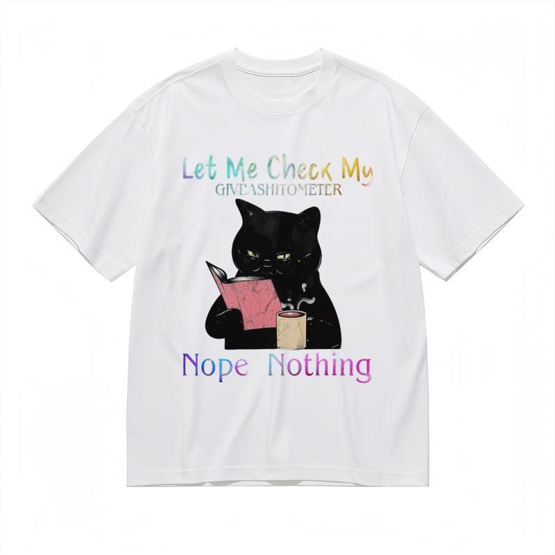 Women s Comfortable Breathable Classic T-Shirt Funny Cat Attitude Graphic Tee M