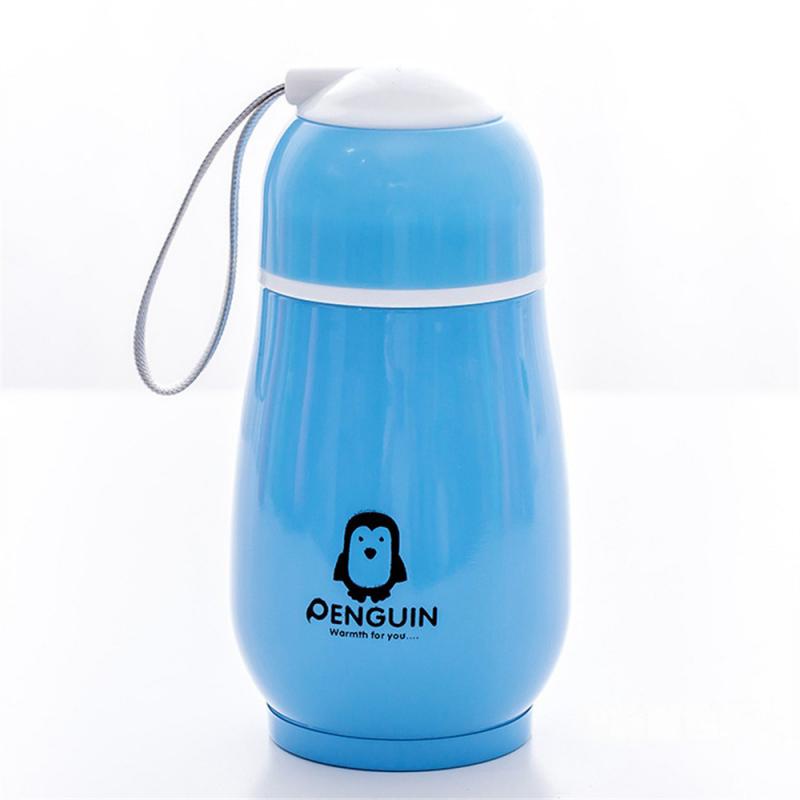 Portable Stainless Steel Penguin Pattern Thermos Cup Children Mini 300ml Cartoon Vacuum Cup Outdoor Kitchen Travel Water Bottles 300ML
