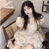 First Love White Moonlight Student Bubble Sleeve Dress Women's Summer New Jacquard Princess Style Short Tutu Dress