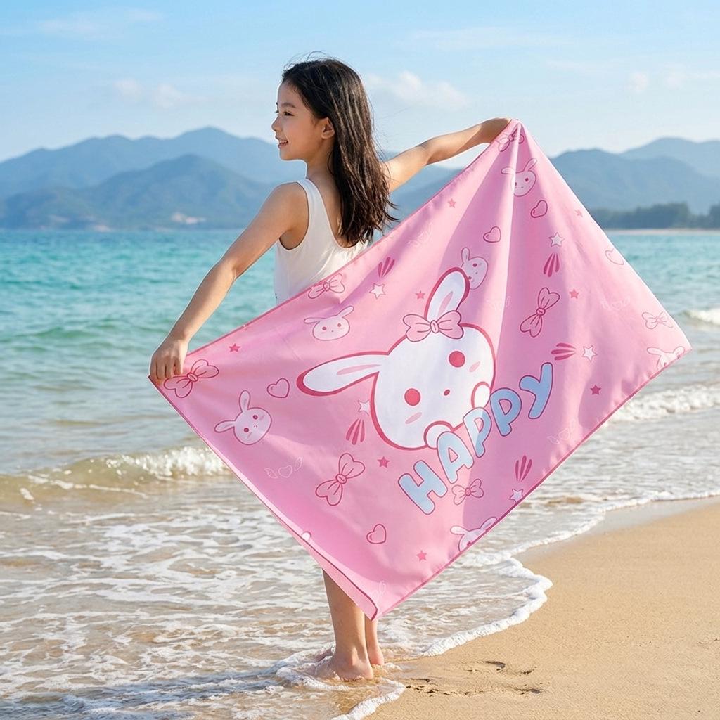Double-Sided Plush Microfiber Beach Towel, 70x150cm - Quick-Drying, Skin-Friendly, Portable Shawl