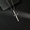 Trendy Titanium Steel Spiral Cross Pendant Necklace - Cold Style, Versatile Hip Hop European and American Twist Design