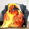 Flaming Basketball Player In Action On Fire Background Multipurpose Customizable Blanket Personalized Text Soft Warm Cozy For Sofa Couch Office Bed