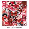 50Pcs Cartoon Y2K Red Graffiti Sticker Trend Ins Style Decorative Stationery Water Cup Notebook Skateboard Kids Gift Sticker