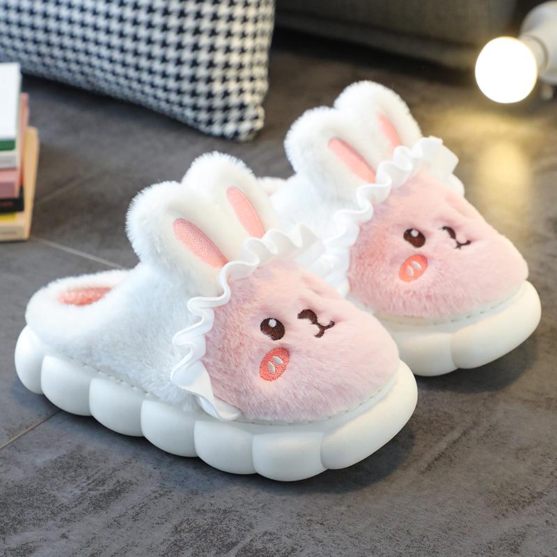 Women's Winter Thick-Soled Plush Cotton Slippers - Cozy Indoor Non-Slip Shoes