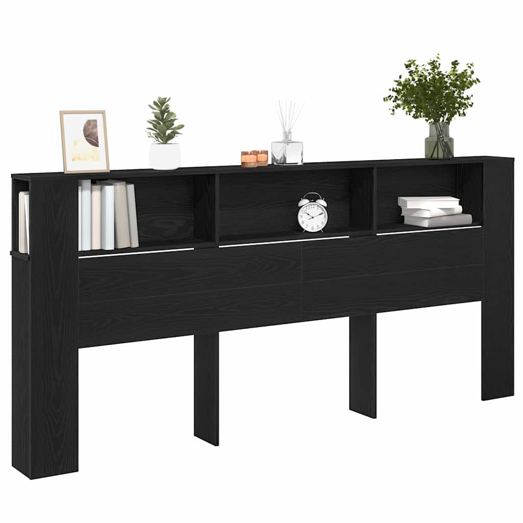 Headboard Cabinet Black Oak Effect 220 x 18.5 x 102.5 cm