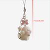 Cute Cartoon Lovely Animal Flocking Bear Puppy Bow Beaded Keychain Pendant Backpack Ornament Bag Lanyard Phone Chain Couple Gift
