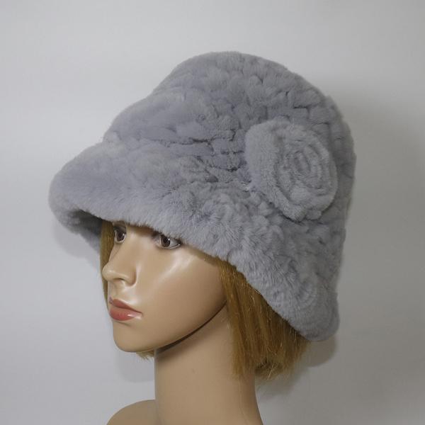 Winter Women Outdoor Knitted Real Rex Rabbit Fur Hat Natural Warm Fur Bucket Hats Girls Fashion Fluffy Real Rex Rabbit Fur Caps