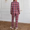 European and American Pajamas Women's Autumn and Winter Christmas Red Plaid Long-sleeved Trousers Two-piece Loungewear Pajamas