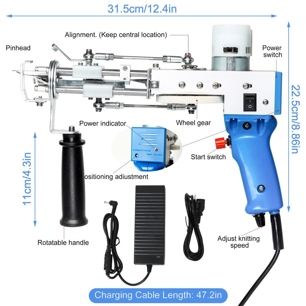 2 in 1 Tufting Guns Handheld Cutting Carpet Weaving Machine Portable  Electric Carpet Rug Guns Cut Pile And Loop Pile Power Tool