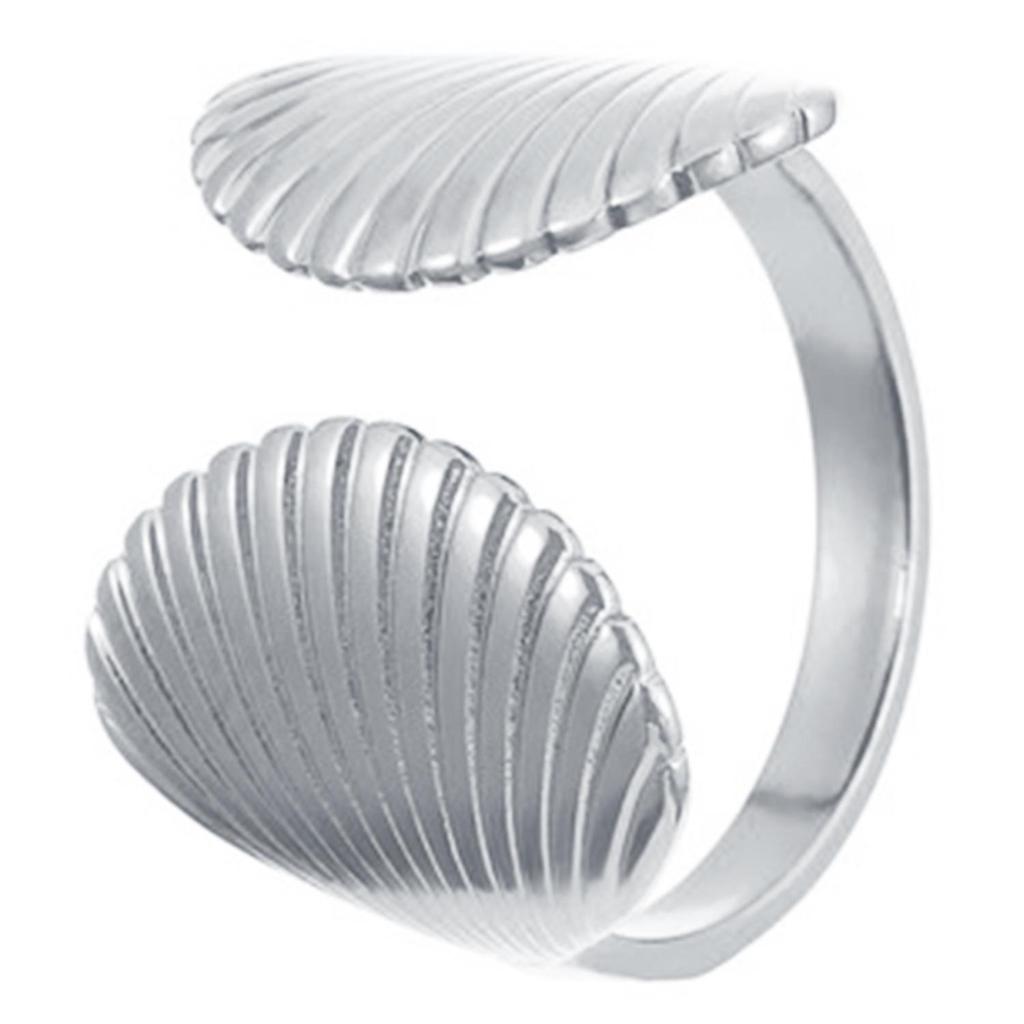 Stainless Steel Starfish & Seashell Open Ring - Ocean Holiday Style Jewelry for Women