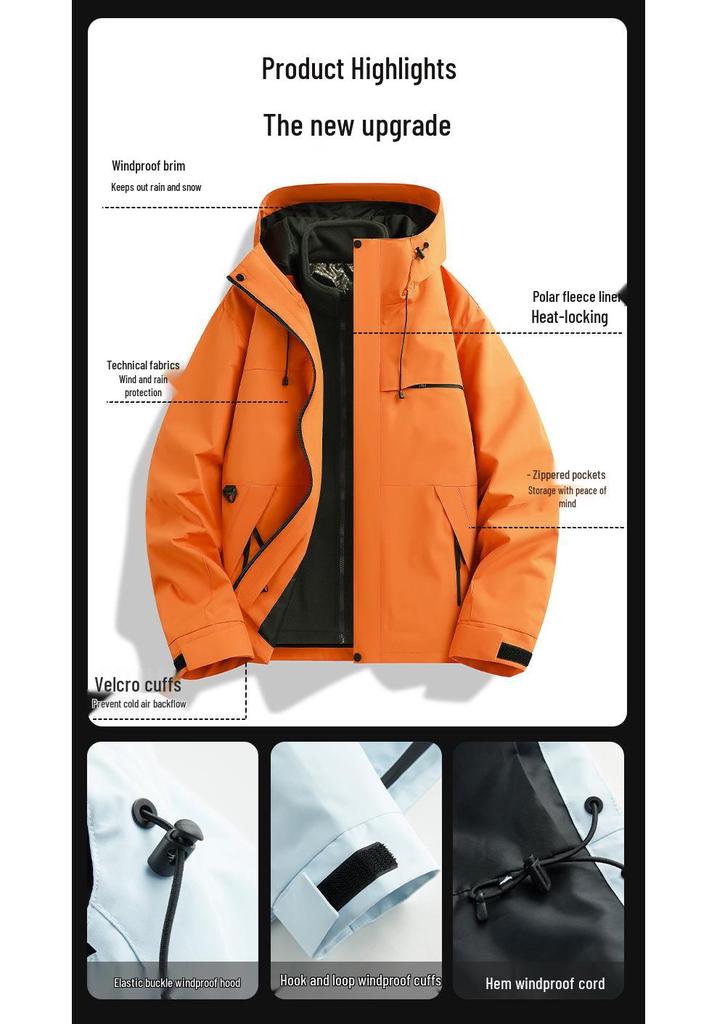 Unisex Mountain 3-in-1 Casual Jacket: Loose, Water-Repellent, Windproof, and Cold-Protective