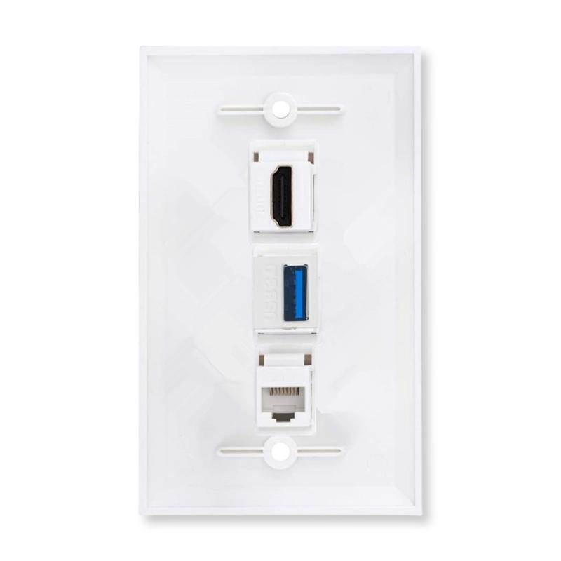 

RJ45 USB 3.0 Cat6 Wall Plate 3 Port Outlet for Fast Speed Data Transfer and Easy Installation in Home or Office 1