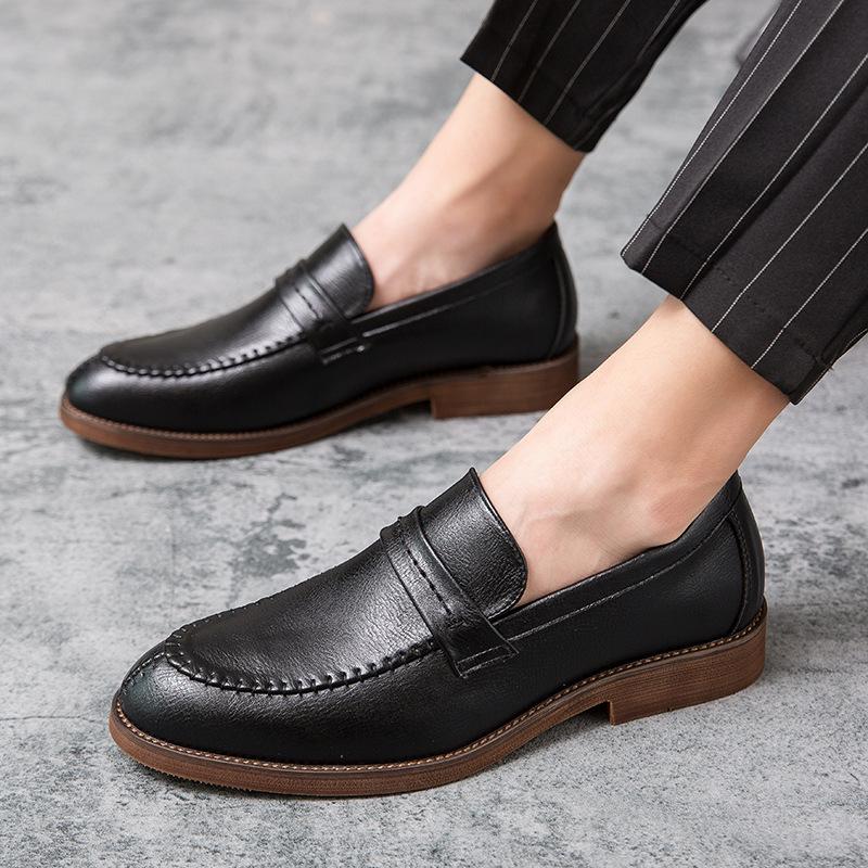 Men s Large Slip-On Leather Loafers - British Casual & Wedding Shoes 41