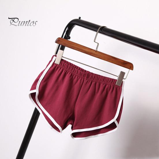 Lady Sport Shorts Elastic Waist Yoga Mini Shorts Solid Color Super Short Pants Lightweight Beach Pants Athletic Shorts