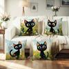 Cute Black Cat - Floral Pillow CoversLiving Room Sofa Cushion Cover, Soft and Comfortable, Bedroom Room Decoration
