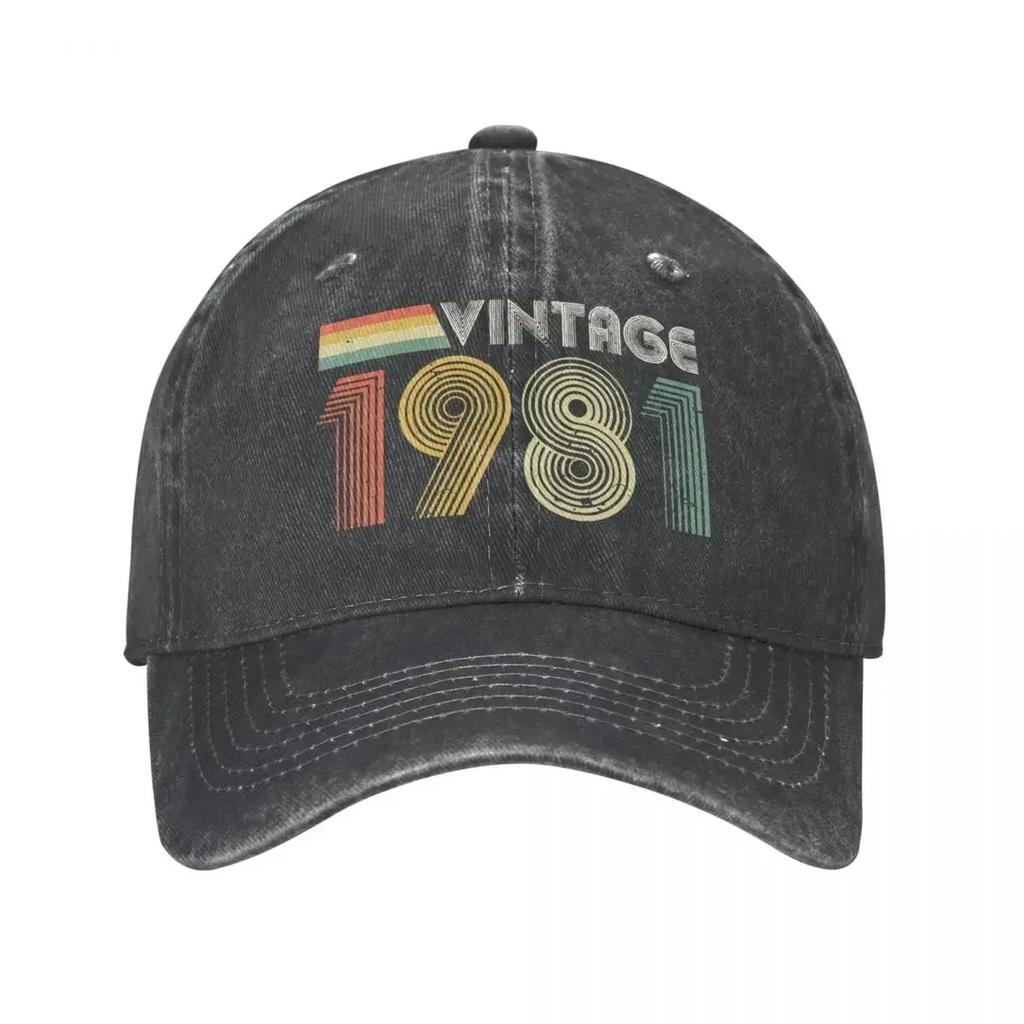 Vintage 1981 Birthday Gift Unisex Baseball Cap Distressed Washed Caps Hat Classic Outdoor All Seasons Travel Gift Snapback Cap