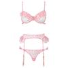 Sexy Lingerie Women Mesh Hollow Out See Through Underwear 3 Piece Set Garters Open Bra Erotic Suit
