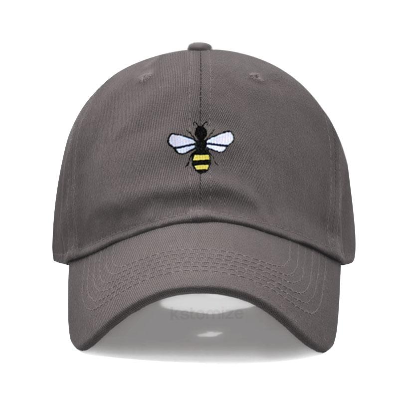 Washed Cotton Honeybee Embroidery Baseball Caps For Men Women Dad Hat Adjustable Snapback Cap Dropshipping