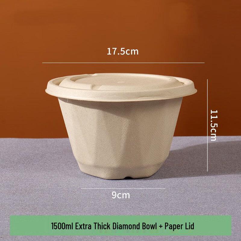 ZISIZ 1500ml Extra Thick Diamond Paper Bowl with Lid