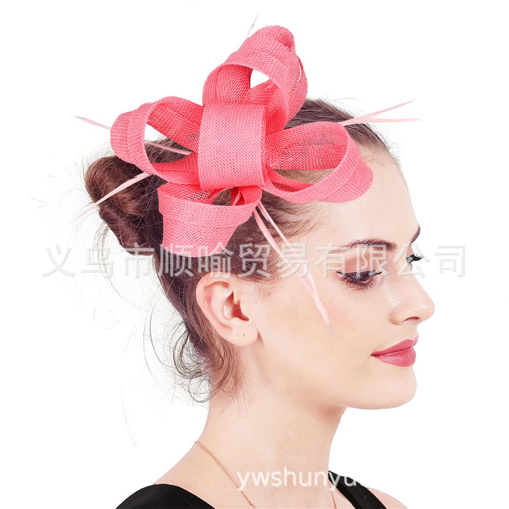 Wassermelonenrot Exquisites Schleifen-Stirnband Imitation Hanfgarn Kopfbedeckung Britische Haaraccessoires Society Ball Empfang