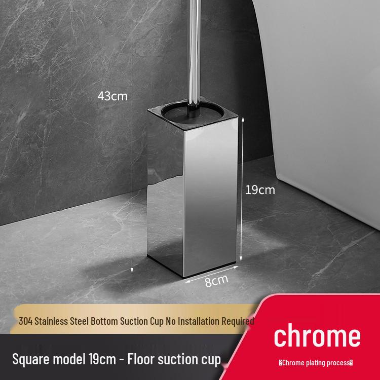 Wall-Mounted 304 Stainless Steel Toilet Brush Holder & Floor Suction Cup Cleaning Set