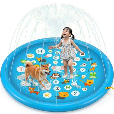 Ninonly Fountain MatPool, 170cm Diameter, for Children and Pets, 3 Fountain Height Settings, No Inflation Required, Cute Play Mat, Water Play, Pool