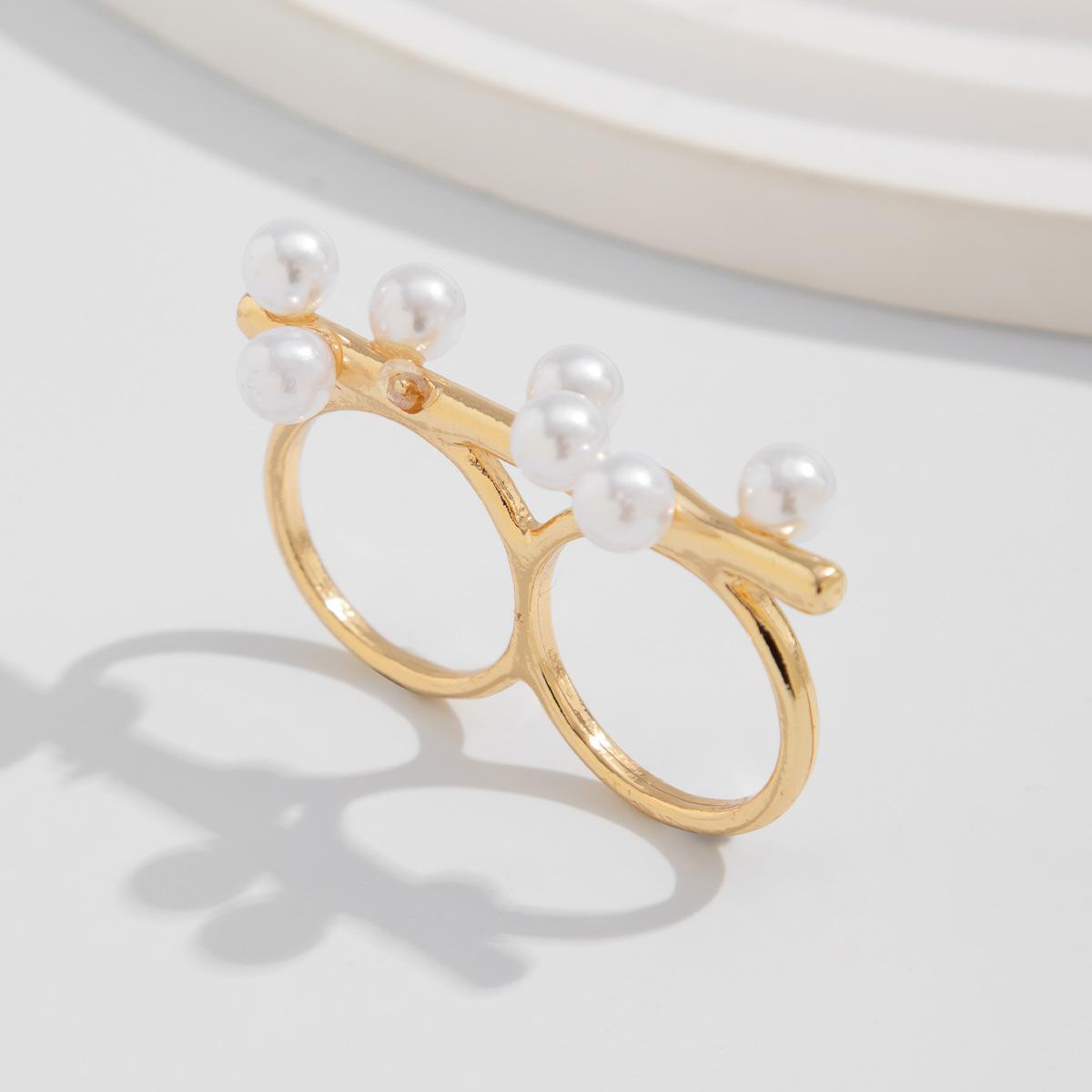 

Кольцо с имитацией жемчуга, глянцевое, золотое, серебряное, геометрическое, на костяшки пальцев, женские, открывающиеся, ювелирные изделия, аксессуары