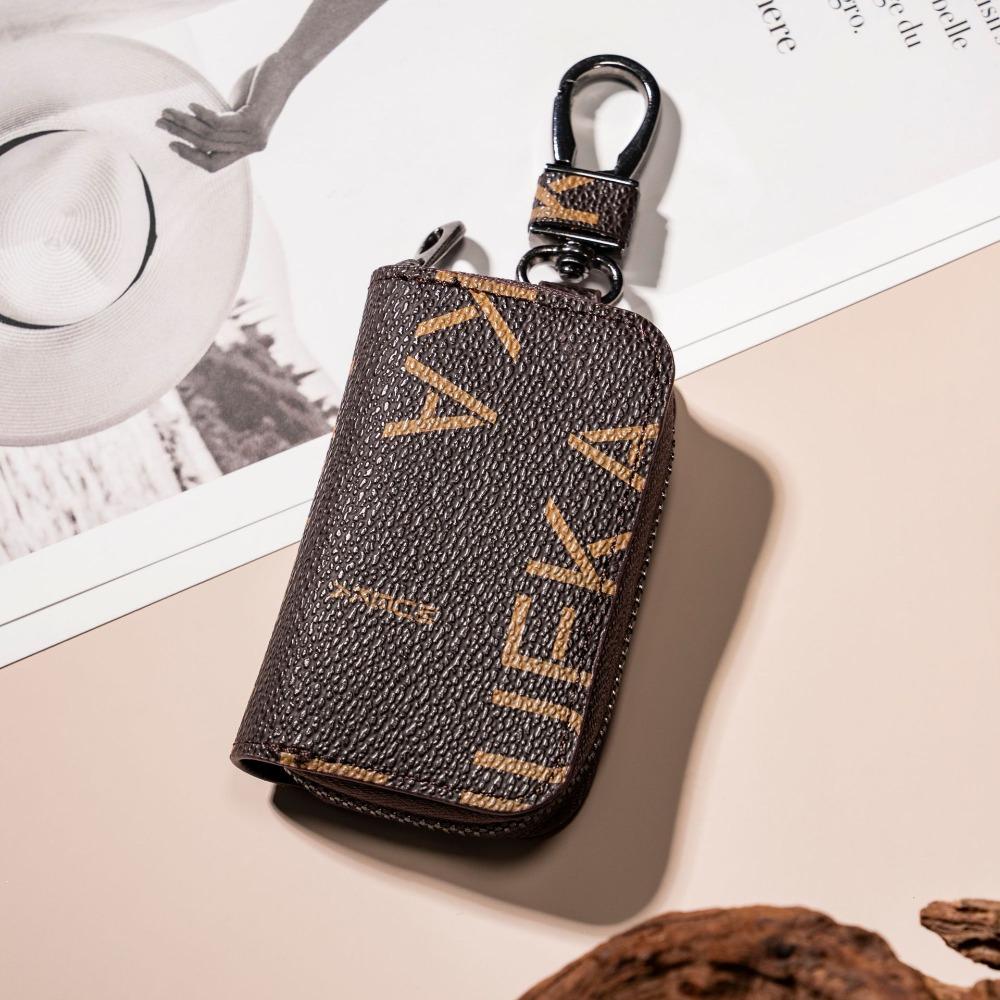 Universal Carbon Fiber Car Key Case Fashion Zipper Protection Cover for Business Style