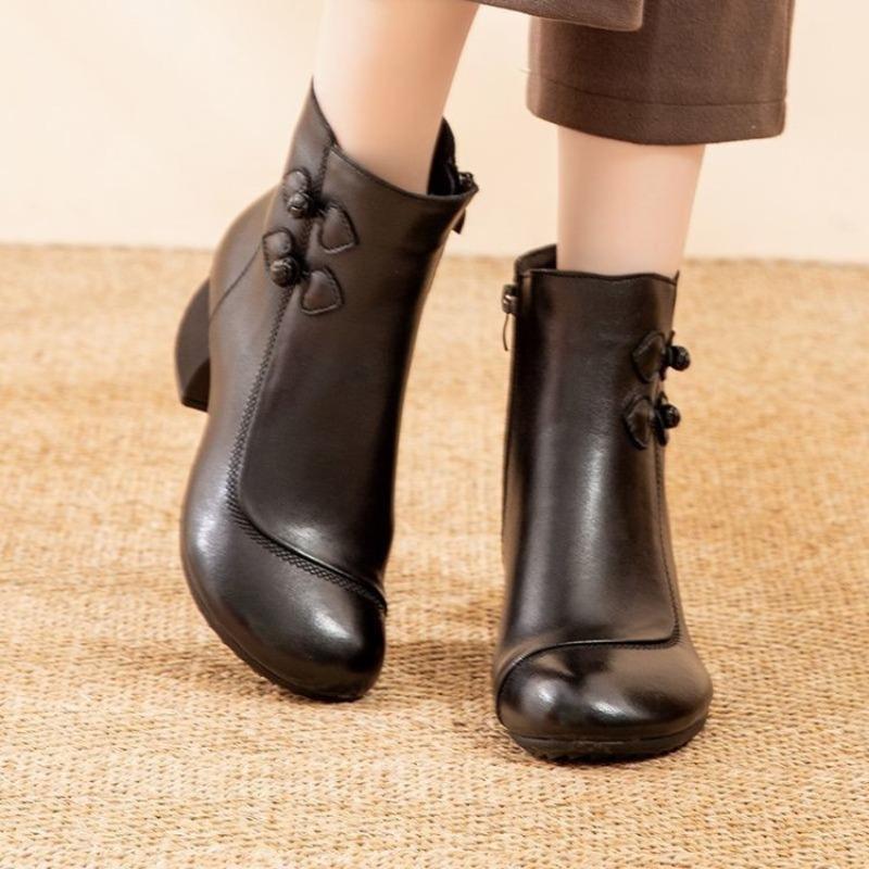 Versatile Fleece Women's Shoes for Autumn and Winter, Warm and Retro Ankle Boots for Women