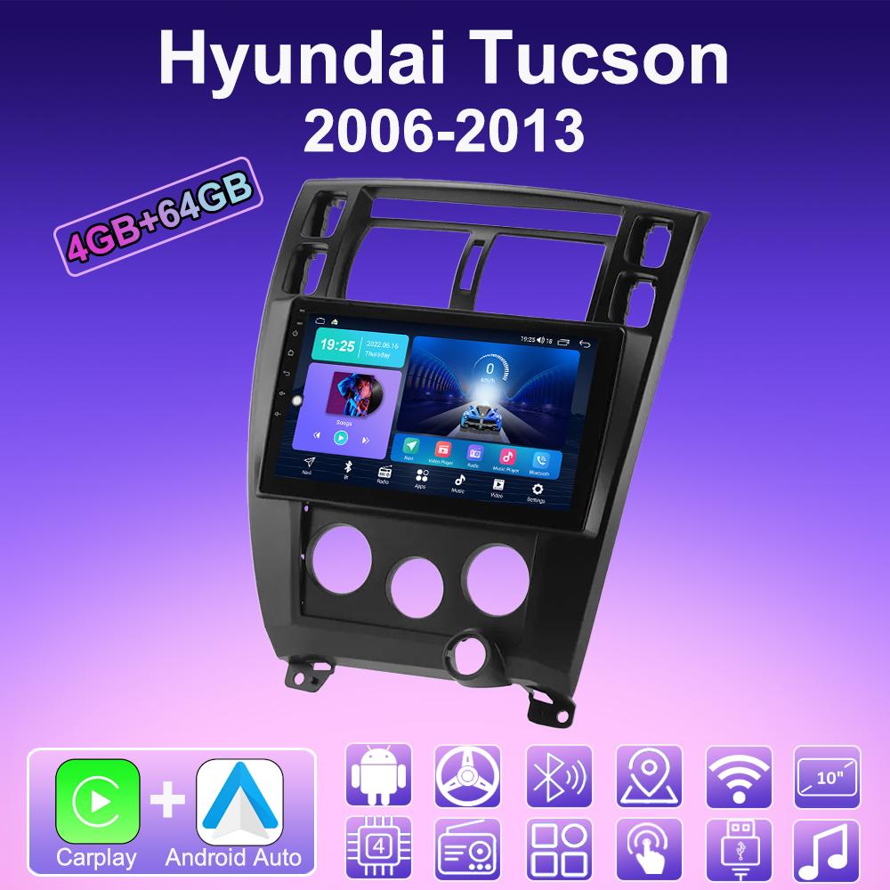 2 DIN Android Carplay Car Radio For Hyundai Tucson 2006-2013 Multimedia Player Head Unit Stereo GPS Navigation BT WIFI 4+64GB