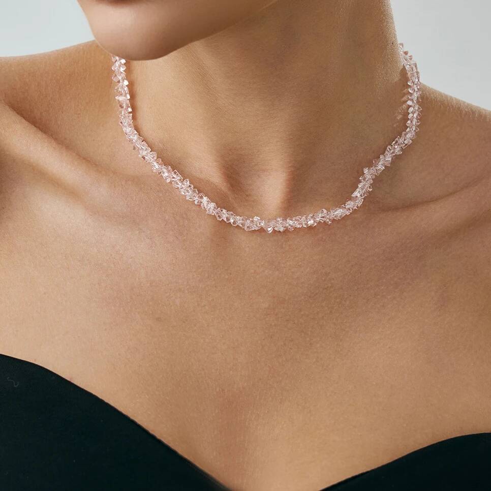 Salircon Exquisite Y2K Irregular Crystal Necklace Bracelet Set Women Trendy Charm Adjustable Clavicle Chain Wedding Jewelry Gift