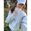 Embroidery LULU High-Neck Scuba Hoodie for Women - Half Zip, Loose Fit, Plus Velvet, Long Sleeve, Sports Fitness Jacket