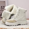 Winter Leather Boots with Fur Outdoor Men's Snow Boots Waterproof Non-slip Ankle Boots Work Cotton Boots Climbing Trekking Boots