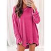 BITCED Women's Fashion Casual Solid Color Print Long Sleeve O-Neck  Blouses & Shirts