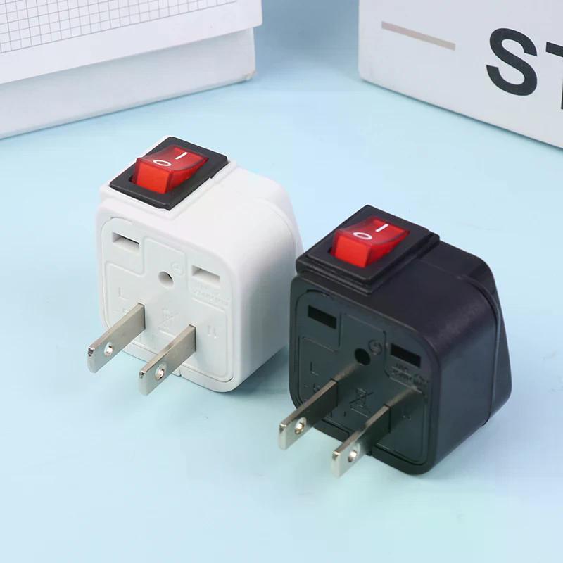 US 2 Pin Plug Adapter Converter AC100~250V 10A With Main On/Off Switch LED Indicator WSA-6 Electrical Plug Adapter