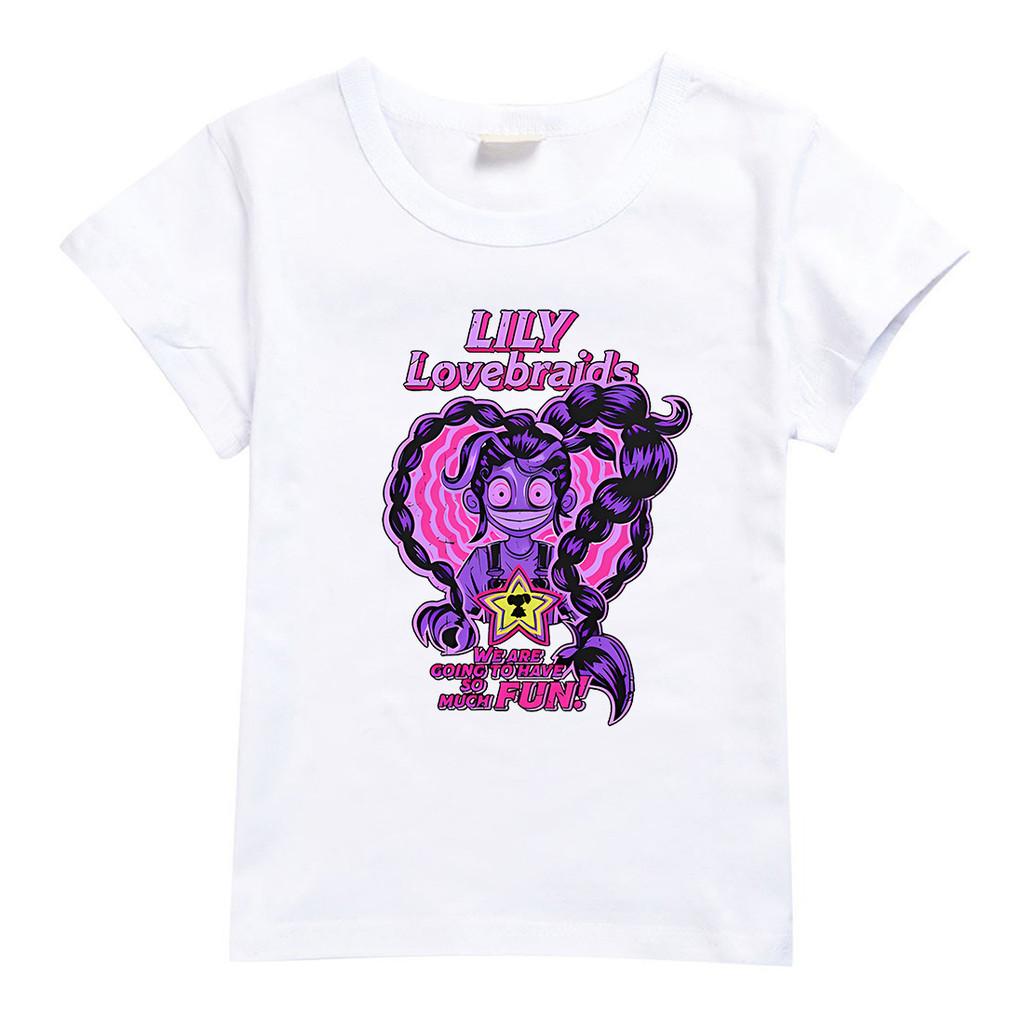 4141 Kids Girls Lily Lovebraids Print Short Sleeves Round Neck T-Shirt 100cm белый