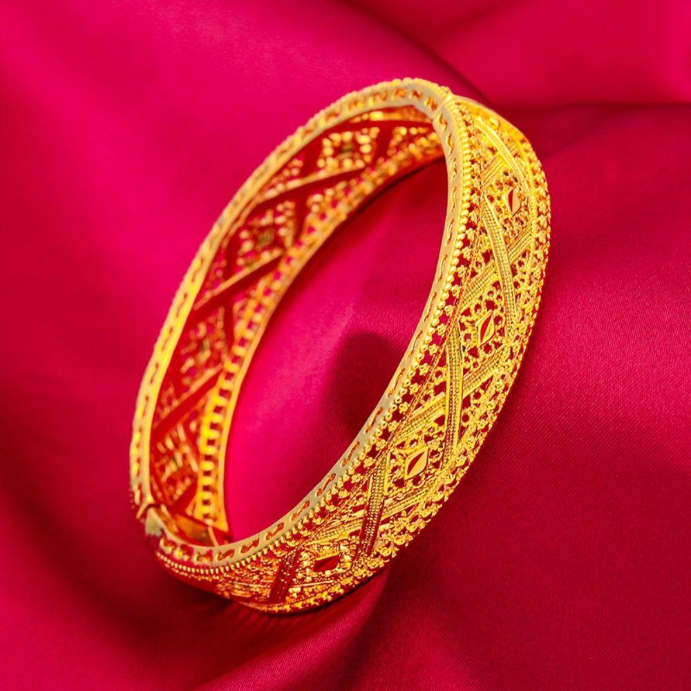 Boho Style Plated Bracelet Fortune Hollow Hand Bangle Retro Open Bangle  Jewelry Accessories
