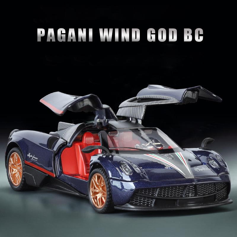 1/32 Pagani Huayra BC Supercar Alloy Muscle Car Model Sound and Light Pull Back Children's Toy Collectibles Birthday Gift